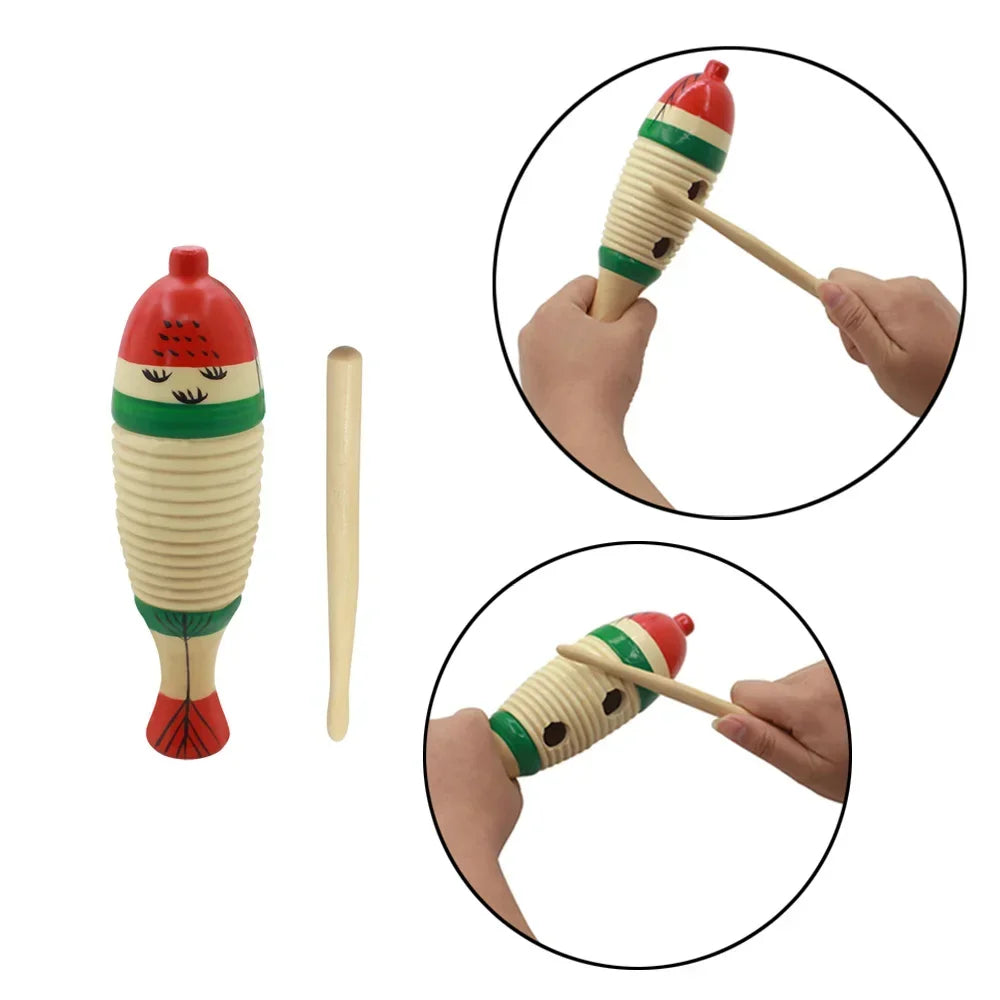 Wooden Fish Toy Game Orff Percussion Musical Instrument Toddler Music Learning Children's Christmas Gifts Baby Educational Toys Good Vibrations
