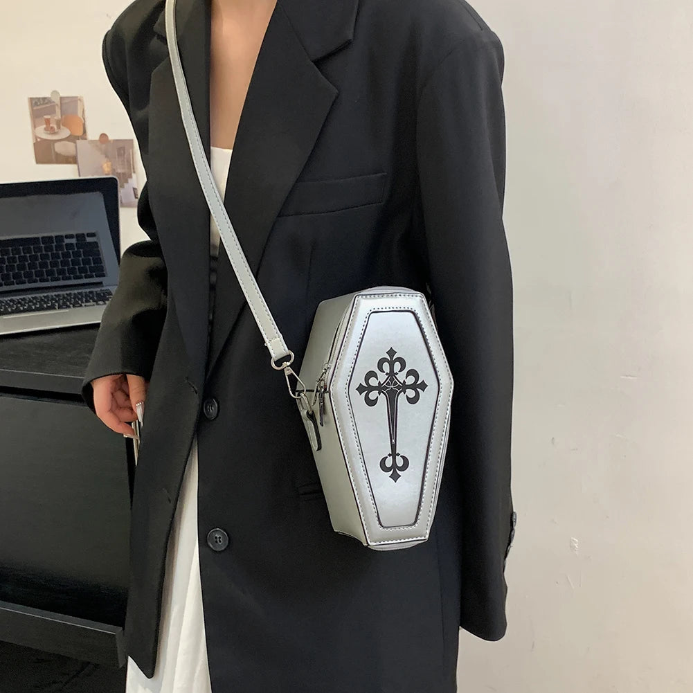 New Coffin Shape Purses Shoulder Bag 2023 Halloween Handbag Crossbody Bag Coffin Purses Women Gothic Women Bag Good Vibrations