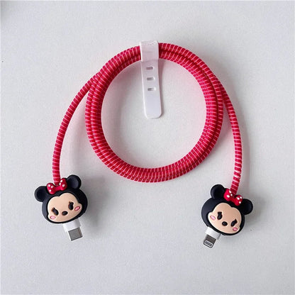New Cartoon Charger Cable Protector for IPhone 15 14 13 12 18W 20W Charger Protection Cover Stitch Data Line Winder Protective Good Vibrations