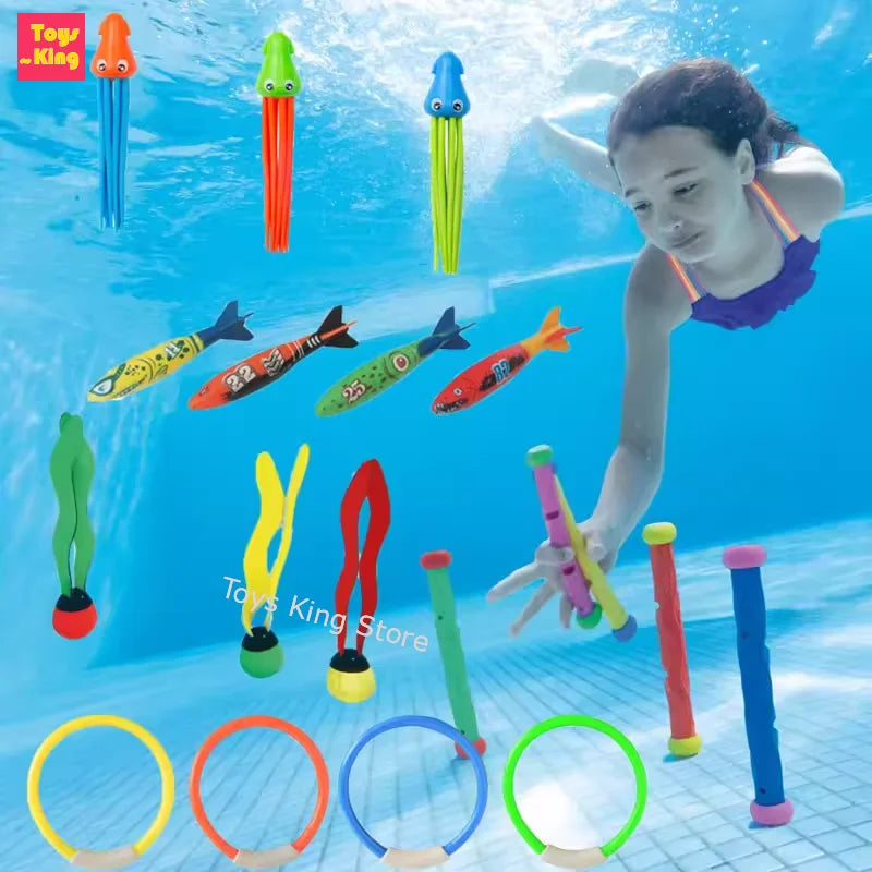 Swimming Diving Toys Children's Fish Dolphin Buoy Pool Treasure Hunt Diving Water Diamond Kids Water Game Toys Set Reusable Gift Good Vibrations