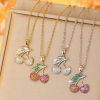 A Cherry Necklace Pendant, Copper Material Inlaid With Zircon Series, Fashionable And Simple Ins Style Good Vibrations Adult Super Store