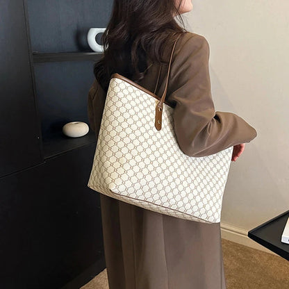 Large Capacity Shoulder Bag Women's PU Leather Handbag for Commuting and Casual Use Versatile Tote Bag Good Vibrations