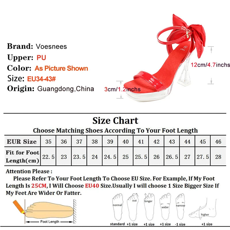 Women Sandals With Butterfly-knot 2024 New Designer Thick Heeld Summer Party Banquet High Heels 12CM Wedding Bridal Shoes 34-43 Good Vibrations