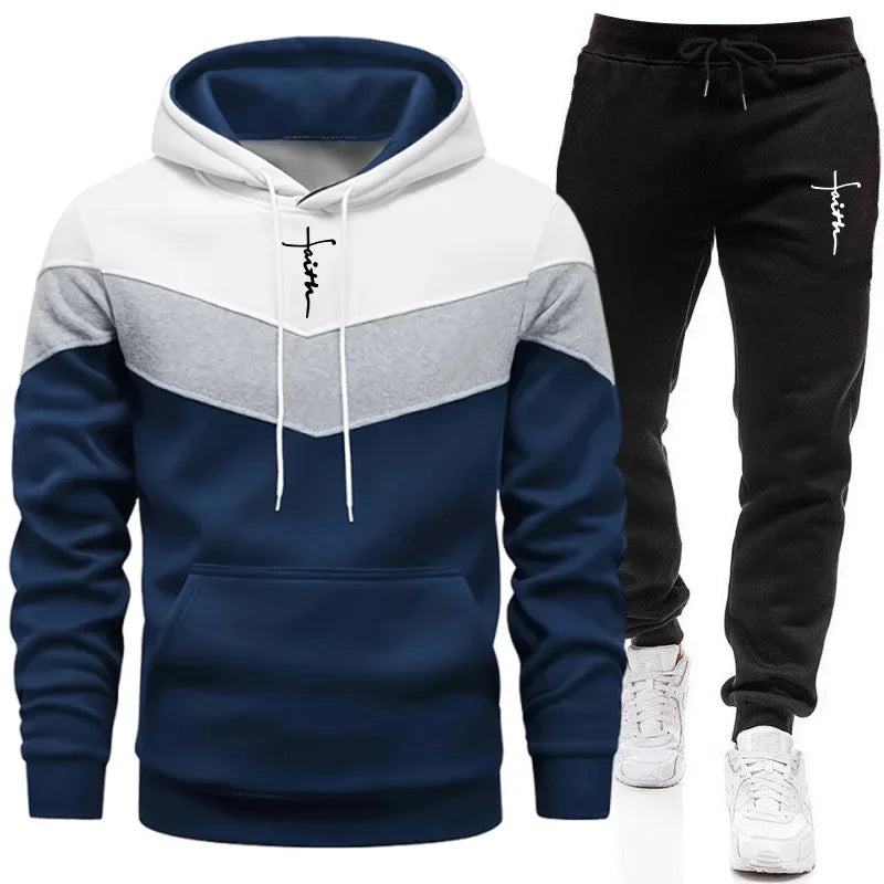 Comfort Casual Sports Autumn Winter Quality Hot Sale Men Tracksuit Fashion Hoodie Tricolor Single Sweatshirt and Pants Daily Man Good Vibrations