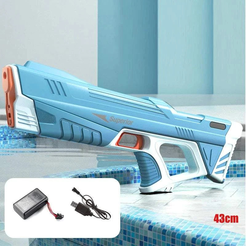 43cm Full Electric Automatic Water Storage Gun Toys Portable Children Summer Beach Outdoor Fight Fantasy Toys for Boys Kids Game Good Vibrations
