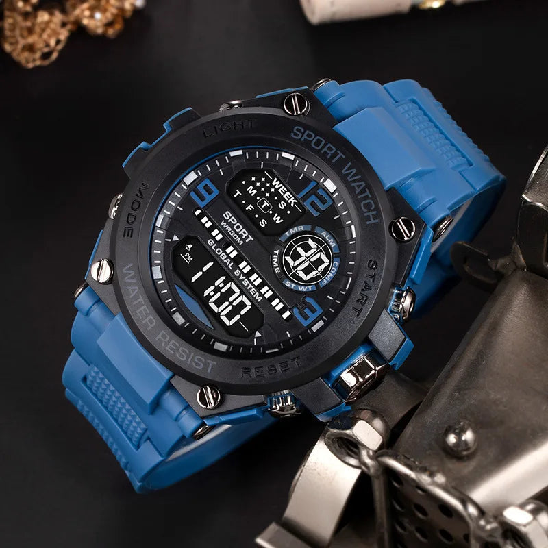 Top Luxury Electronic Watch for Man Outdoor Sport Watch Stopwatch Waterproof Calendar Digital Clock 24355 Good Vibrations