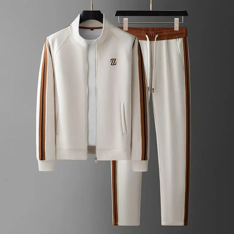Spring Autumn Fashion Embroidered LOGO Men's Sports and Leisure  Jacket Pants 2-pc Set Youth Street Party Brand Men Sets Good Vibrations