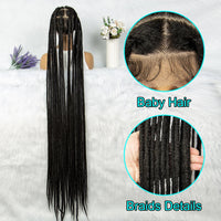 KIMA 60 inches Full Lace Braided Wigs Synthetic Lace Wigs Braided Wigs Crochet Wigs Faus Locs Braided Wigs for Black Women Good Vibrations