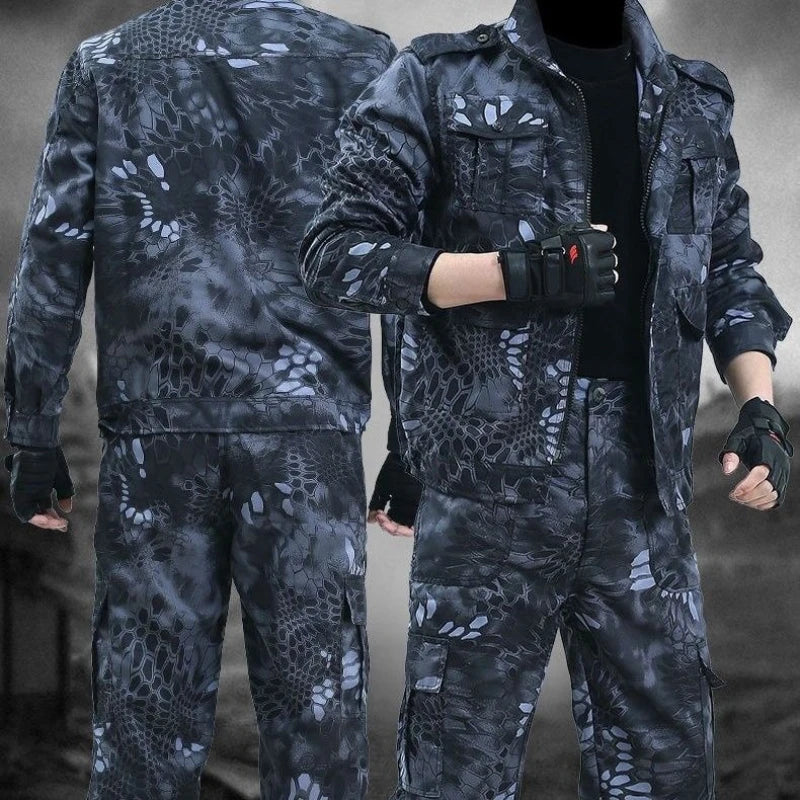 Black Python Pattern Wear-resistant Overalls Labor Insurance Cloth Uniform Men's Soft Tracksuit Outdoor Suit Designer Clothes Good Vibrations