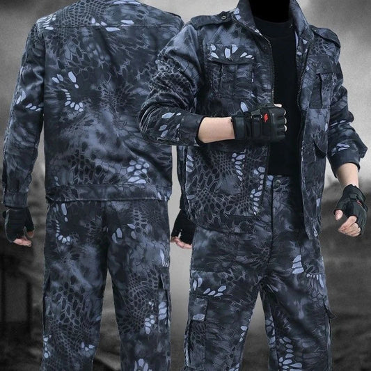 Black Python Pattern Wear-resistant Overalls Labor Insurance Cloth Uniform Men's Soft Tracksuit Outdoor Suit Designer Clothes Good Vibrations