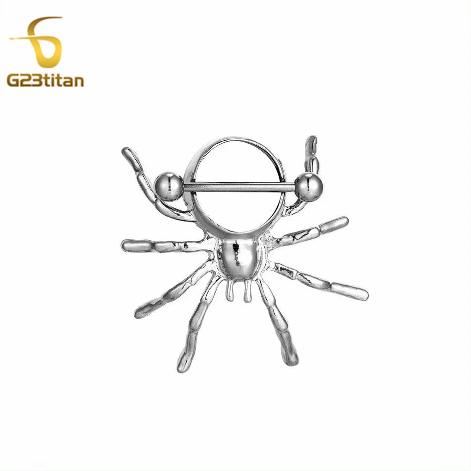 2pcs Spider Nipple Rings Body Piercing Accessories Titanium or Steel Barbell Summer Beach Charm Gothic Women Sexy Jewelry 14G Good Vibrations Adult Super Store