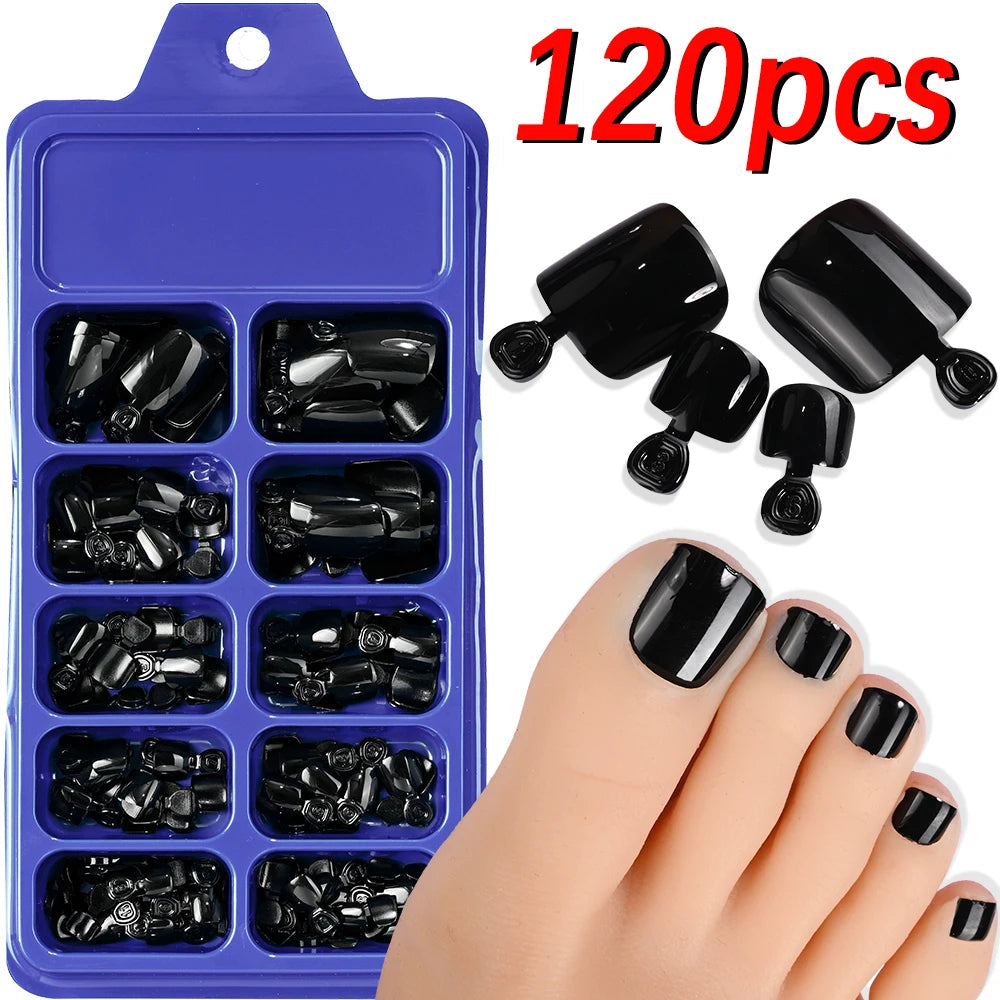 120Pcs French Short Square Artificial Press On Toenails Nude Pink Full Cover False Toe Nails Fake Toe Nail Extension For Women Good Vibrations