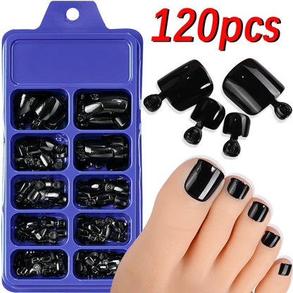 120Pcs French Short Square Artificial Press On Toenails Nude Pink Full Cover False Toe Nails Fake Toe Nail Extension For Women Good Vibrations