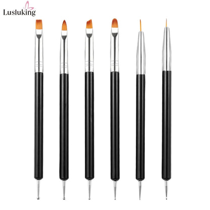 6/31PCS Nail Art Brush Set Detailing Carving Dotting Dual-Head Brushes for Acrylic UV Gel Polish Manicure Tools Good Vibrations