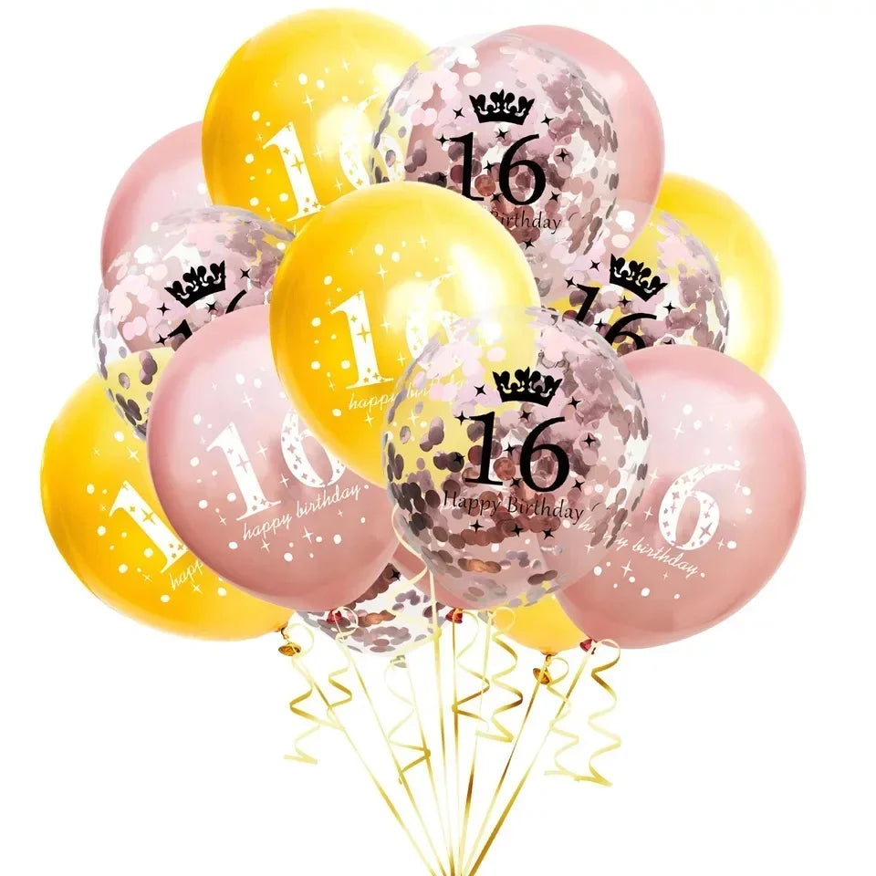 15pcs 18th Happy Birthday Balloon Decor 12 Inch Confetti Latex Balloons for 18 20 30 70 Years Old Birthday Celebrate Decoration Good Vibrations