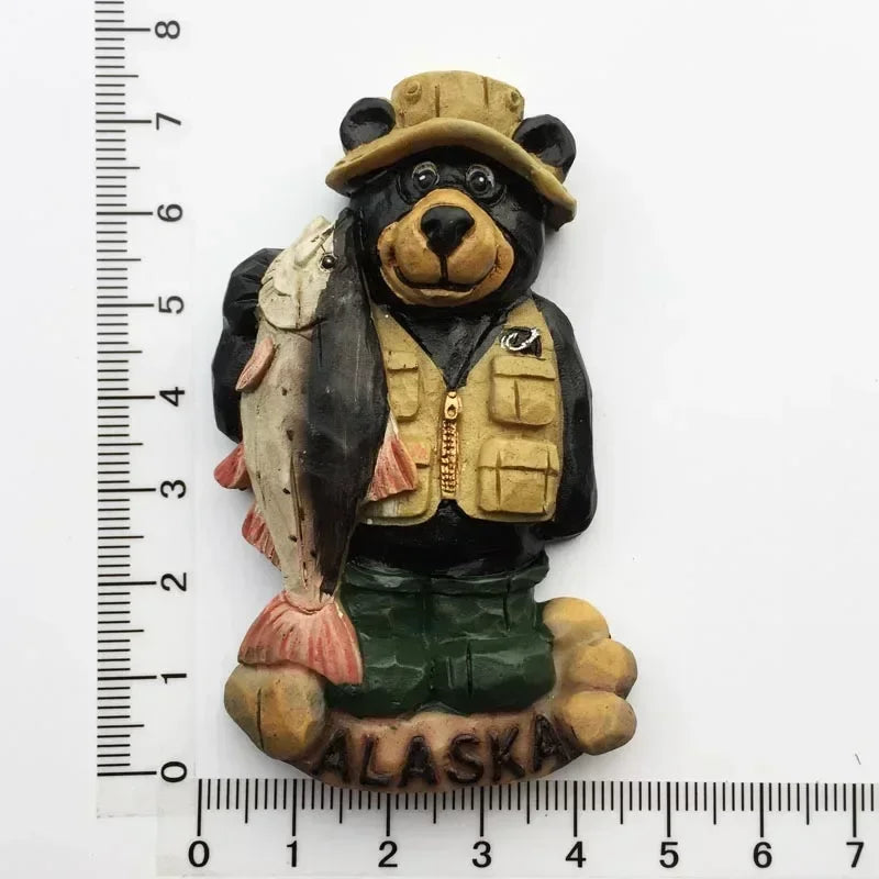 USA Alaska Bear Kawaii Fridge Magnets Tourism Souvenir British Canada Bear Refrigerator Magnetic Stickers Cute Magnet Decor Gift Good Vibrations