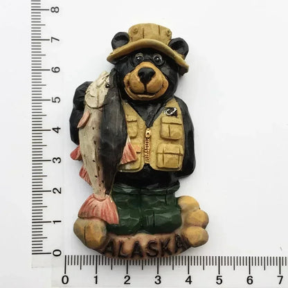 USA Alaska Bear Kawaii Fridge Magnets Tourism Souvenir British Canada Bear Refrigerator Magnetic Stickers Cute Magnet Decor Gift Good Vibrations