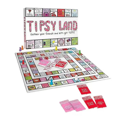 Tipsy Land Party Board Game, Fun Drinking Game for Friends Good Vibrations