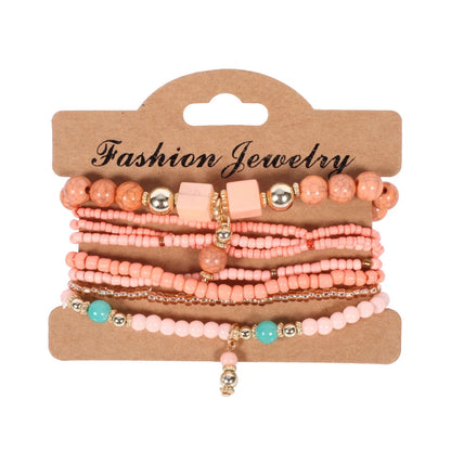 Bohemian Handmade Beads Bracelet Set For Women Summer Colorful Beaded Chain Bangle Men Boho Jewelry Accessories Good Vibrations