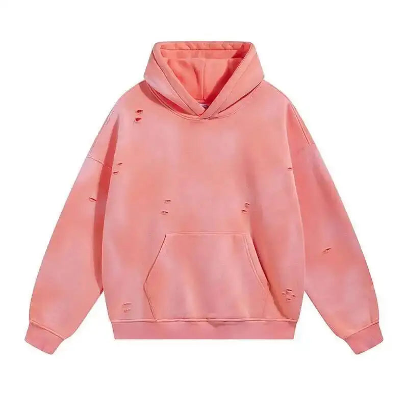IEFB Spring New Trendy Sets Washed Sweatshirt Sweatpants Splash-ink Spray Dye Velvet Hoodies Autumn Male Wear Menwear 9W125 Good Vibrations