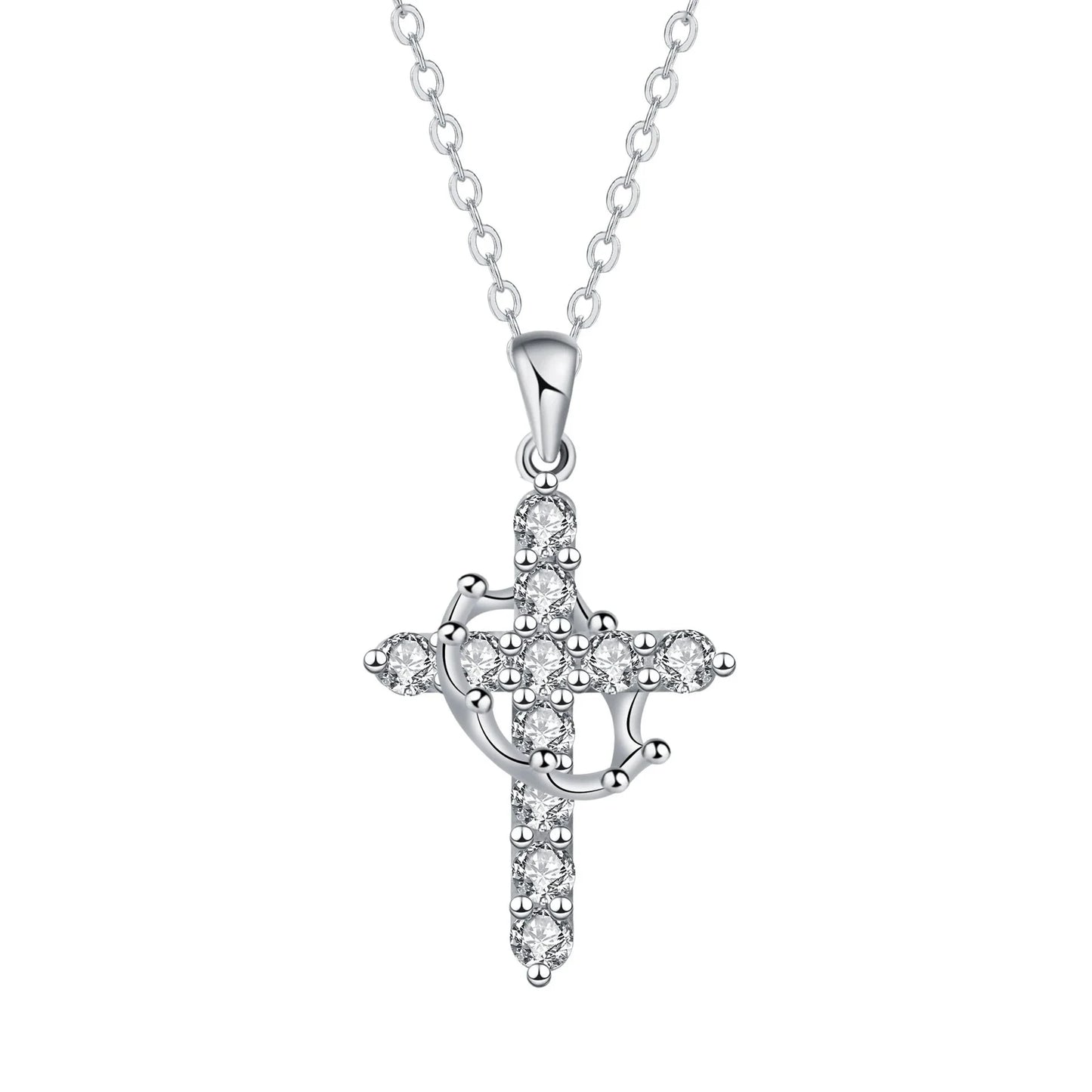 Cross Chain Christian Necklace Luxury Rotatable Crown Zircon Cross Necklace готический крест подвеска Good Vibrations