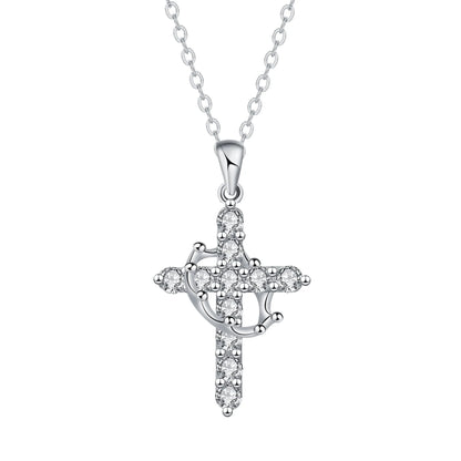Cross Chain Christian Necklace Luxury Rotatable Crown Zircon Cross Necklace готический крест подвеска Good Vibrations