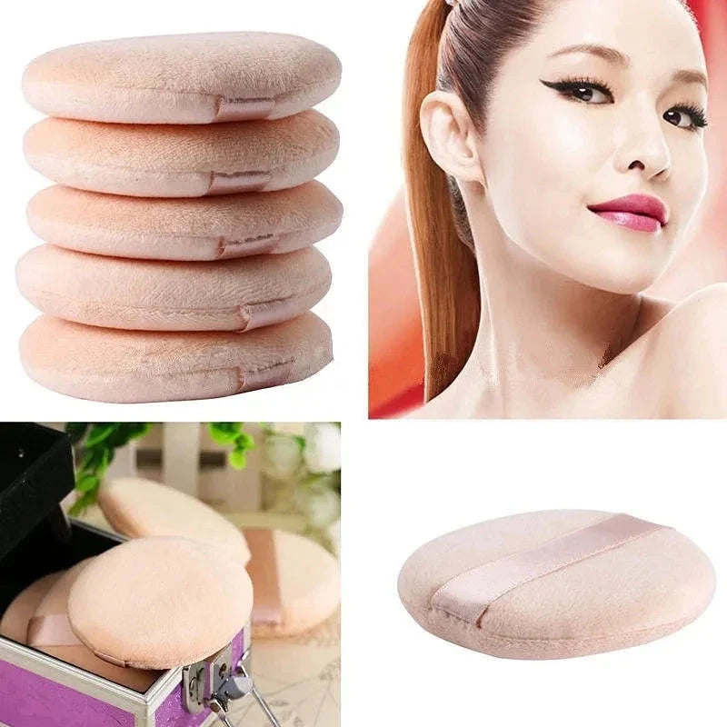 5pcs Round Facial Powder Foundation Puff ,Portable Soft Cosmetic Puff For Makeup Application, Beauty Tool Essential Make Up Good Vibrations