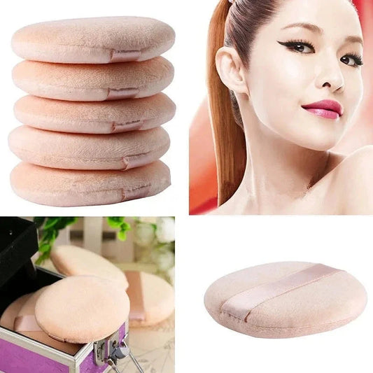 5pcs Round Facial Powder Foundation Puff ,Portable Soft Cosmetic Puff For Makeup Application, Beauty Tool Essential Make Up Good Vibrations