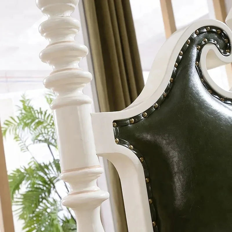 Leather Headboard King Size Bed MDF Wooden New American Style Blackish Green Home Furniture Bedroom Furniture 1 Bed Modern Good Vibrations