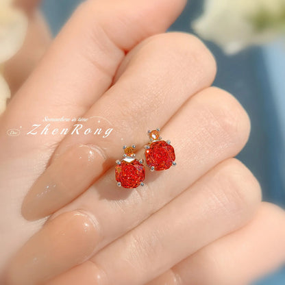 New Rose Cut Dream Color Zircon Crystal Pendant Necklaces Stud Earrings Rings For Women Fashion Luxury Female Jewelry Sets Good Vibrations Adult Super Store