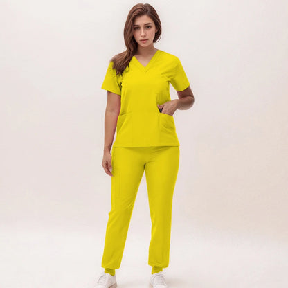 2025 New Nurse Uniforms V-neck Top Jogger Pants Scrub Sets Surgical Workwear Dentist Nursing Suit Hospital Doctor Outfit S21 Good Vibrations