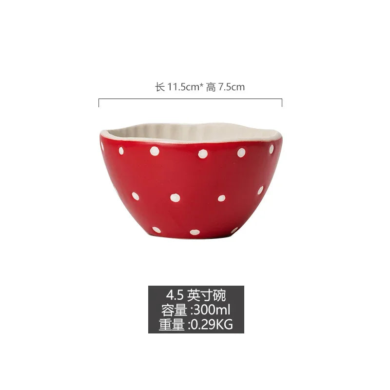 Cute Red Mushroom Ceramic Tableware Coffee Cup Afternoon Tea Set Creative Cartoon Pastry Plate Rice Bowl Salad Plate Dinner Dish Good Vibrations