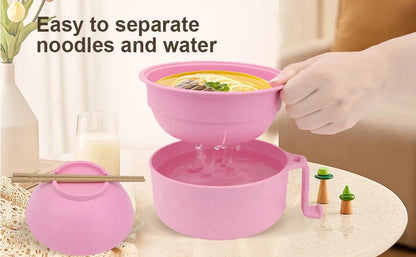 Ramen Cooker, Microwave Ramen Bowl Set with Chopsticks Spoon Ramen Noodle Bowl Instant Cooking for College Dorm Room Essentials Good Vibrations