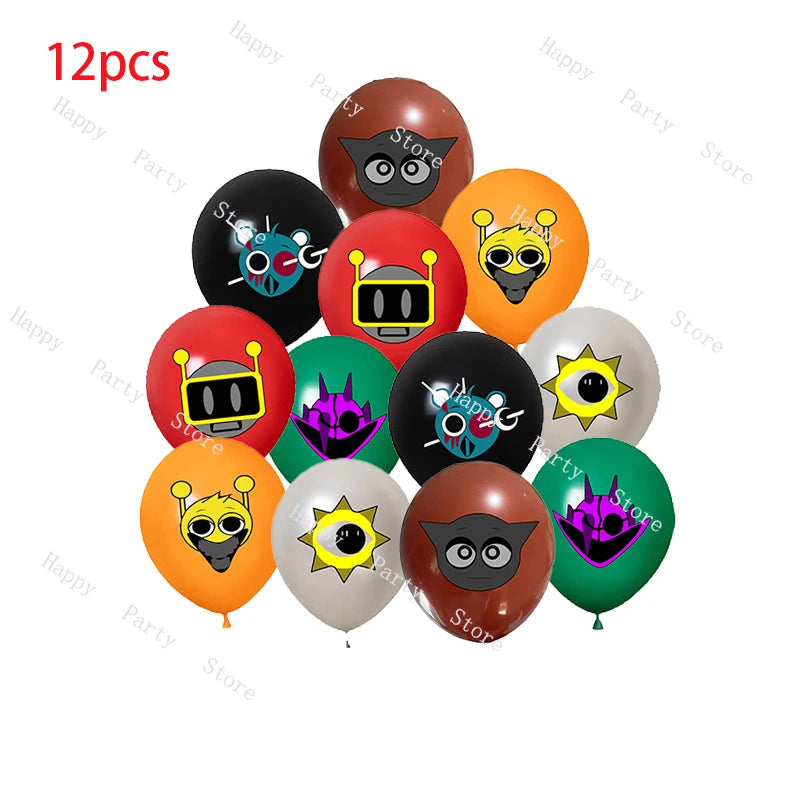 Incredibox Sprunki Birthday Party Decoration Sprunki Balloon Backdrop Cake Topper Split Sales Sprunki Birthday Party Supplies Good Vibrations