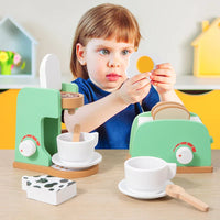 Children's playhouse wooden toys, simulation juicer, coffee machine, blender, bread machine, creative building blocks Good Vibrations