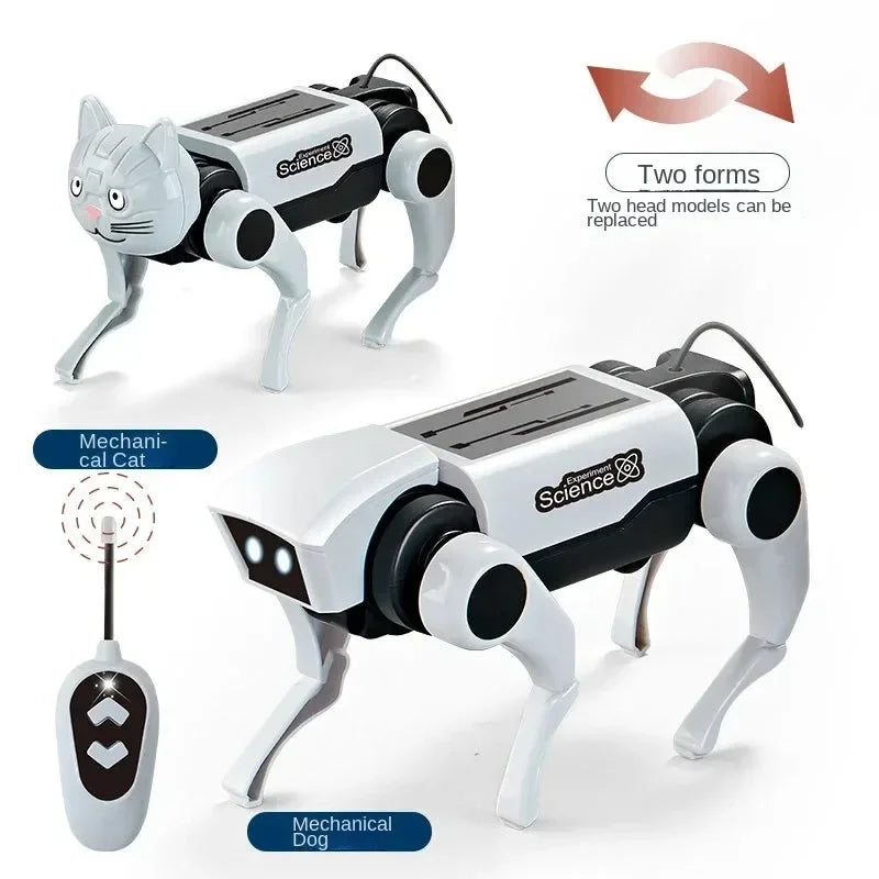 Rc Robot Children's Remote Control Mechanical Dog Toy Science Teaching Diy Assembling Model Electric Set Toys for Boys Kids Gift Good Vibrations