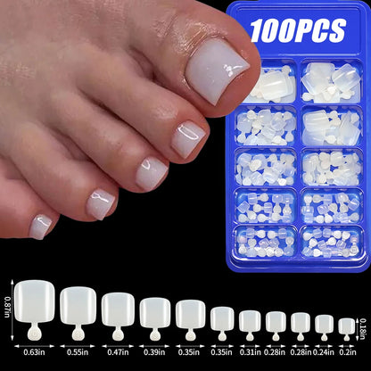 100Pcs Light Pink Press on Nails Short Medium Square Wearable Fake Nails Tips 10 sizes Full Cover False Nails Finger Decoration Good Vibrations