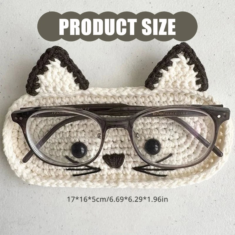 Handmade Crochet Cute Animal Theme Glasses Holder Eyeglass Protective Storage Tray for Home Desk Eyewear Organizers Gift Good Vibrations