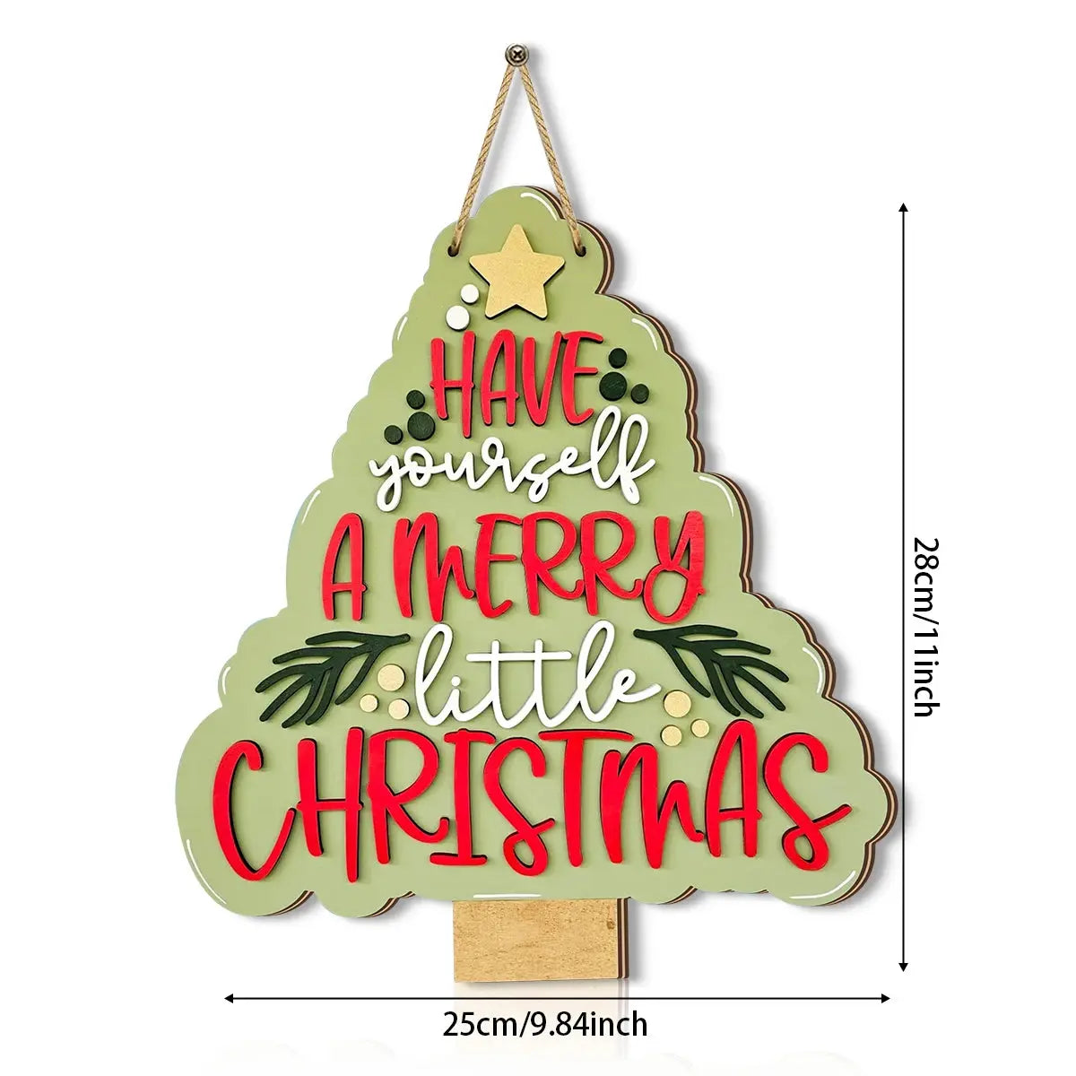 Christmas Decorations Wooden Tree Bell Ornament With "Have Yourself a Merry Little Christmas"Rustic Hanging Decor for Xmas Tree Good Vibrations