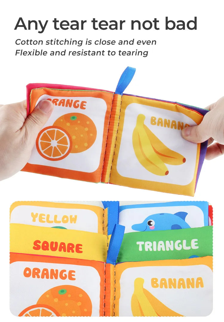 4 Pages Enlightenment Early Learning Books Children Black and White Cloth Book for Kids Montessori Educational Toys Good Vibrations