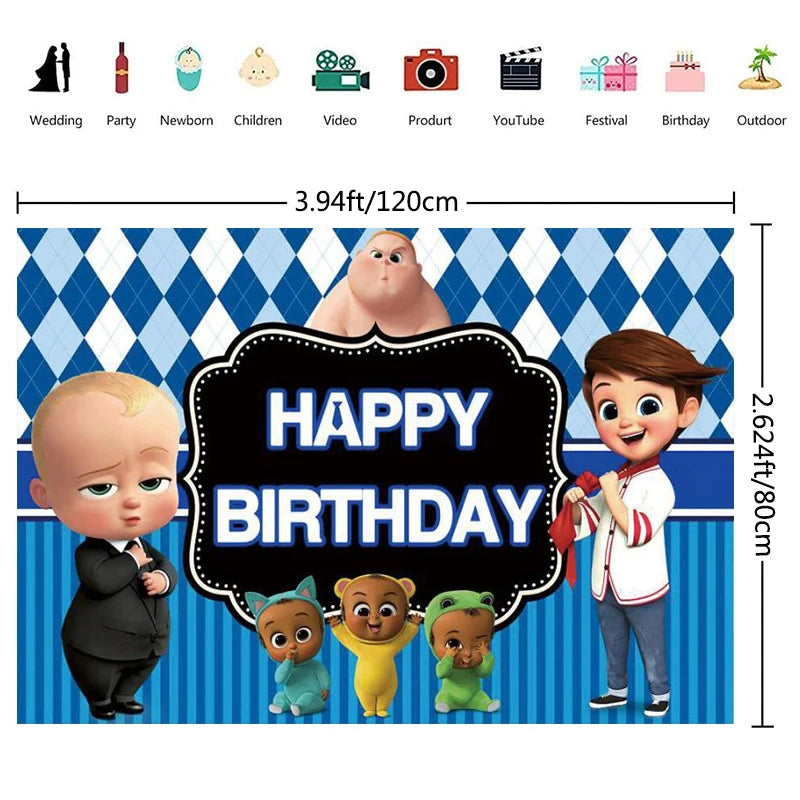 Baby Boy Party Decoration Banner Tableware Supplies Paper Boy DIY Cake Topper Birthday Foil Balloons Kit Accessory Gift Bags Good Vibrations