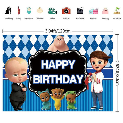 Baby Boy Party Decoration Banner Tableware Supplies Paper Boy DIY Cake Topper Birthday Foil Balloons Kit Accessory Gift Bags Good Vibrations