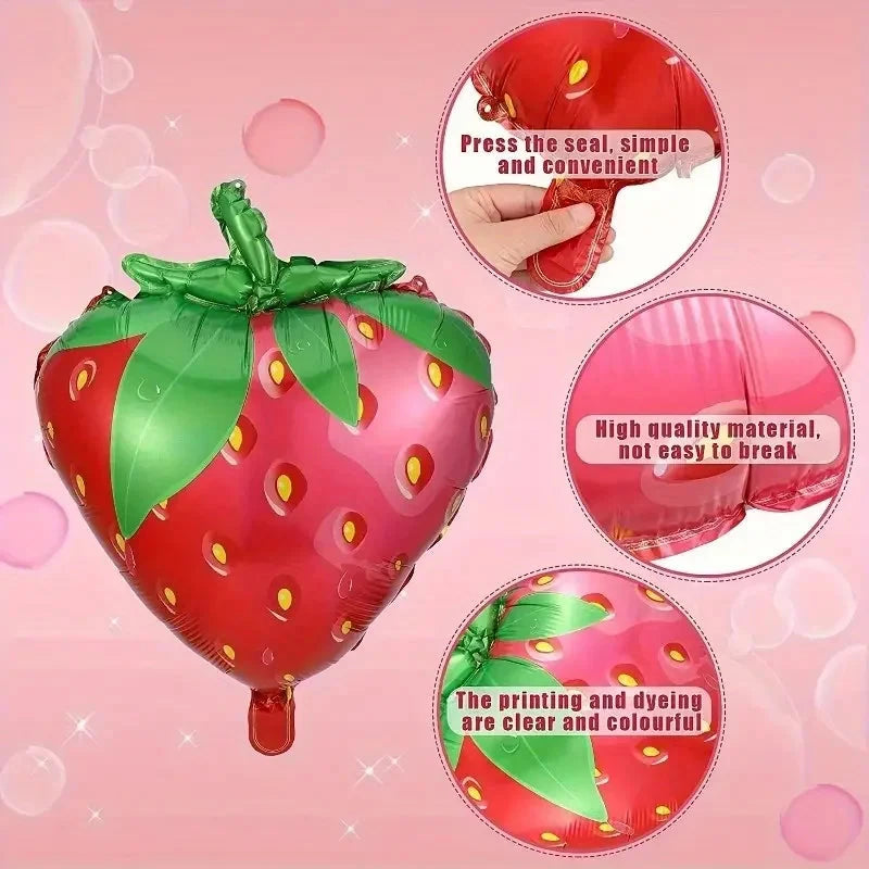 6 pieces, strawberry foil balloons, birthday party decorations, summer fruit party decorations balloons Good Vibrations