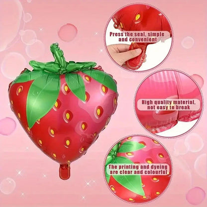 6 pieces, strawberry foil balloons, birthday party decorations, summer fruit party decorations balloons Good Vibrations