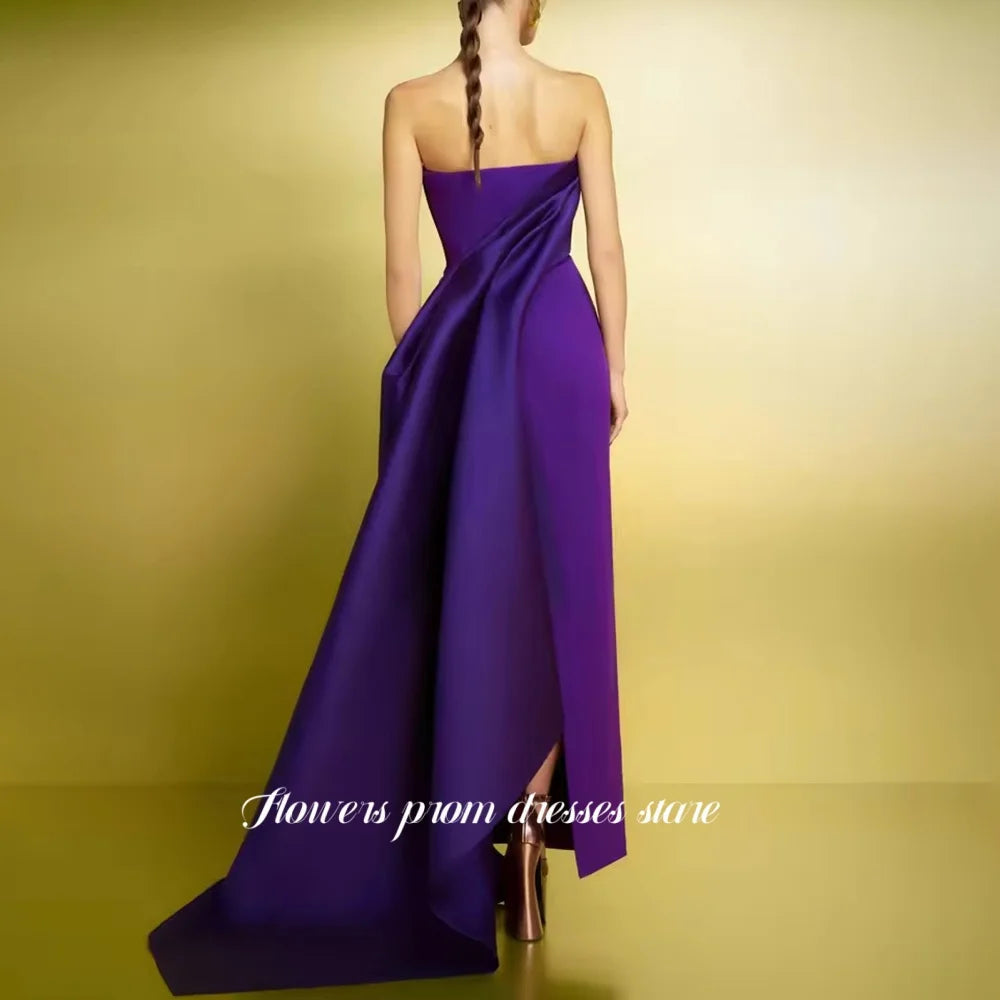 Flowers Prom Satin Evening Dresses Straight Party Dress Pleats Christmas Dress فساتين مناسبة رسمية Customized Good Vibrations
