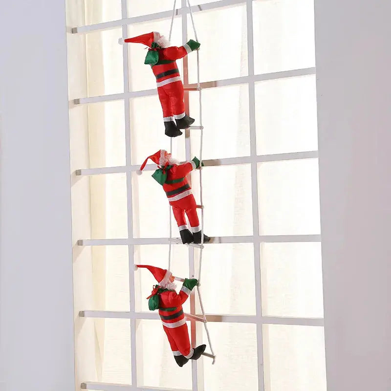 Christmas home Decoration Xmas Gift 2024 Navidad Santa Claus Climbing on Rope Ladder Xmas Trees Pendant Hanging Ornament Good Vibrations