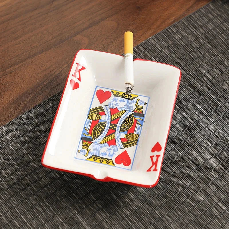 Creative Ceramic Ashtray for Home Office Poker Porcelain Ash Tray Smoking Accessories Living Room Ornament Man Gift Good Vibrations Adult Super Store