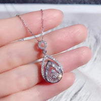 Fashion Unique Gift for Women Birthday 925 Sterling Silver Color White Waterdrop Zircon Stone Pendant with 18 Inch Chain Set Good Vibrations Adult Super Store
