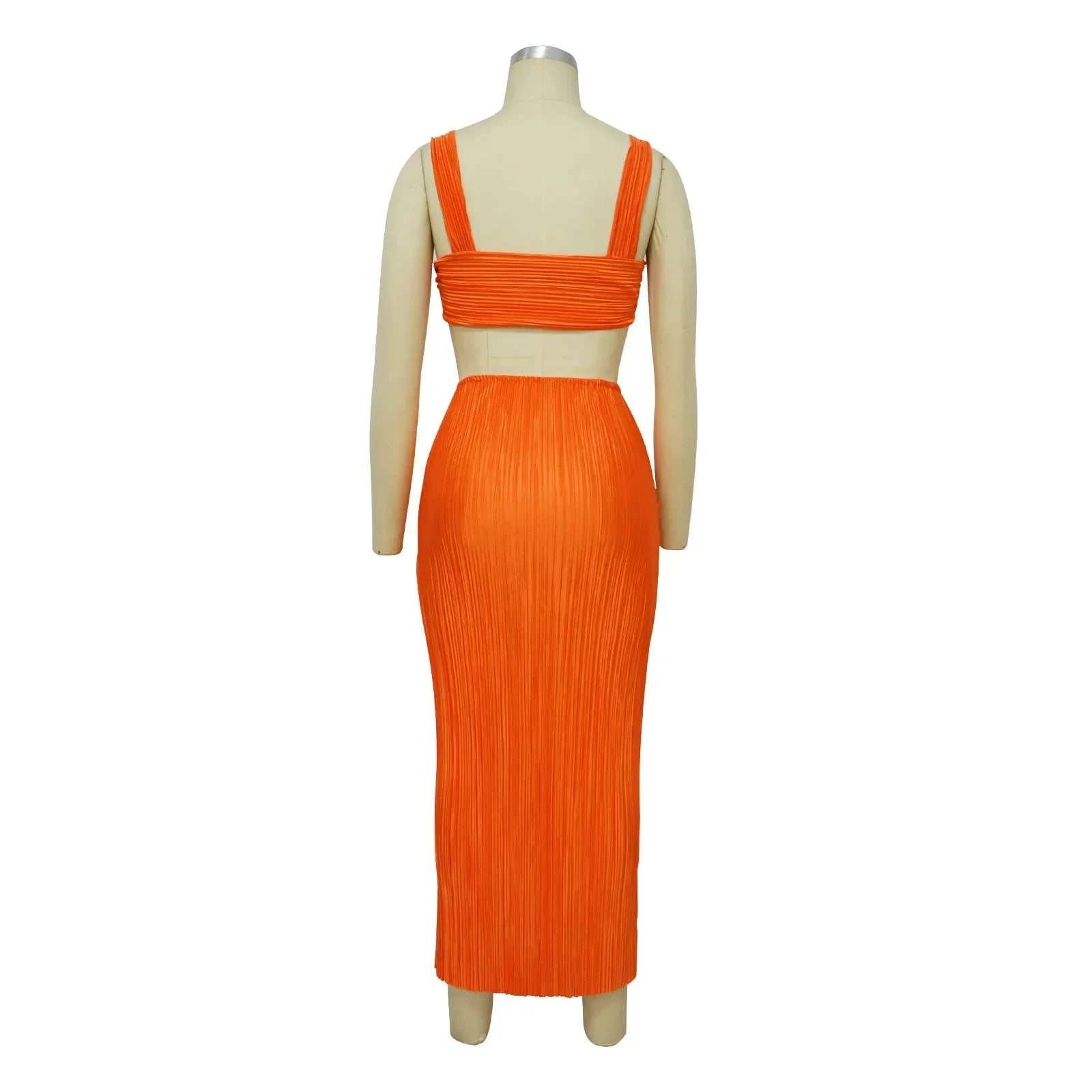 High Waist Side Slit Pleated Skirt Matching Lady Streetwear