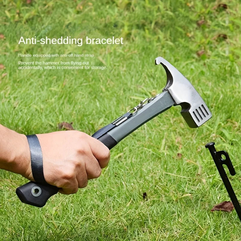 Camping Hammer: Heavy-Duty Multifunctional Steel Hammer with Tent Stake Remover & Holding Strap!Outdoor Camping Good Vibrations